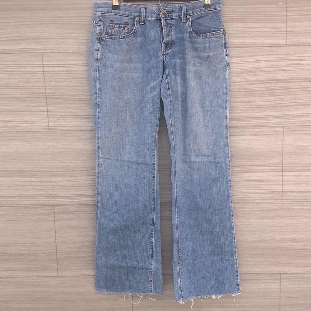 Future Vintage Blue Money Jeans‎ 28 Relaxed Straight Leg Button Fly Raw Hem